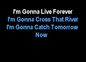 I'm Gonna Live Forever
I'm Gonna Cross That River
I'm Gonna Catch Tomorrow

Now