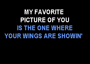 MY FAVORITE
PICTURE OF YOU
IS THE ONE WHERE

YOUR WINGS ARE SHOWIN'