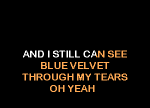 AND I STILL CAN SEE

BLUEVELVET
THROUGH MY TEARS
OH YEAH