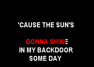 'CAUSE THE SUN'S

GONNA SHINE
IN MY BACKDOOR
SOME DAY