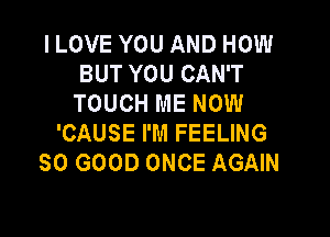 I LOVE YOU AND HOW
BUT YOU CAN'T
TOUCH ME NOW

'CAUSE I'M FEELING
SO GOOD ONCE AGAIN