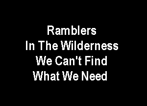 Ramblers
In The Wilderness

We Can't Find
What We Need