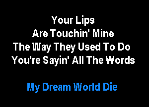 Your Lips
Are Touchin' Mine
The Way They Used To Do

You're Sayin' All The Words

My Dream World Die