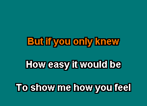 But if you only knew

How easy it would be

To show me how you feel