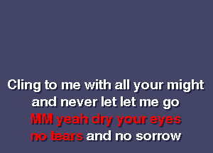 Cling to me with all your might
and never let let me go

and no sorrow