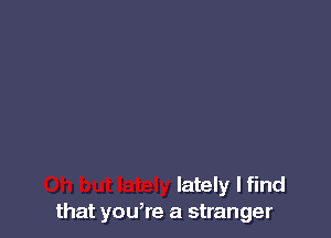 lately I find
that yowre a stranger