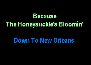 Because
The Honeysuckle's Bloomin'

Down To New Orleans