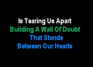 Is Tearing Us Apart
Building A Wall Of Doubt

That Stands
Between Our Hearts