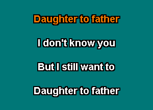 Daughter to father

I don't know you

But I still want to

Daughter to father
