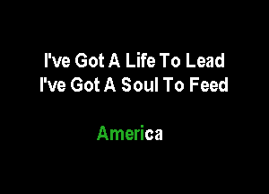 I've Got A Life To Lead
I've Got A Soul To Feed

America