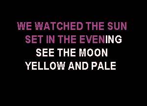 WE WATCHED THE SUN
SET IN THE EVENING
SEE THE MOON
YELLOW AND PALE