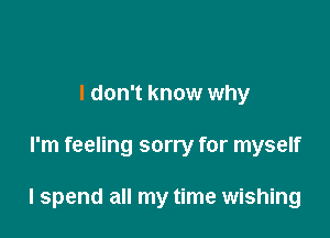 I don't know why

I'm feeling sorry for myself

I spend all my time wishing