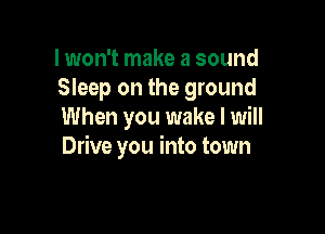 lwon't make a sound
Sleep on the ground

When you wake I will
Drive you into town