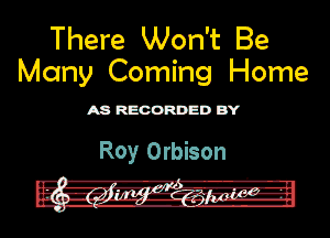 There Won't Be
Many Coming Home

ASR'EOORDEDB'Y

Roy Orbison