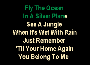 Fly The Ocean
In A Silver Plane

See A Jungle
When It's Wet With Rain

Just Remember
'Til Your Home Again
You Belong To Me