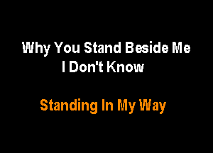 Why You Stand Beside Me
I Don't Know

Standing In My Way