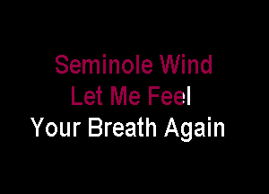 Seminole Wind
Let Me Feel

Your Breath Again