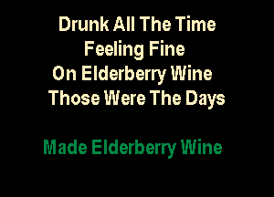 Drunk All The Time
Feeling Fine
On Elderberry Wine
Those Were The Days

Made Elderberry Wine