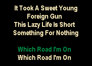 It Took A Sweet Young
Foreign Gun
This Lazy Life Is Short

Something For Nothing

Which Road I'm On
Which Road I'm On