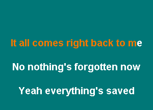 It all comes right back to me

No nothing's forgotten now

Yeah everything's saved