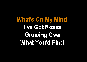 What's On My Mind
I've Got Roses

Growing Over
What You'd Find