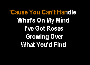 'Cause You Can't Handle
What's On My Mind
I've Got Roses

Growing Over
What You'd Find