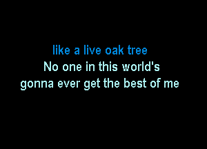 like a live oak tree
No one in this world's

gonna ever get the best of me