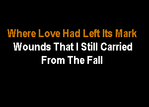 Where Love Had Left Its Mark
Wounds That I Still Carried

From The Fall