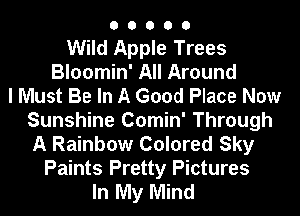 00000

Wild Apple Trees
Bloomin' All Around
I Must Be In A Good Place Now
Sunshine Comin' Through
A Rainbow Colored Sky
Paints Pretty Pictures
In My Mind
