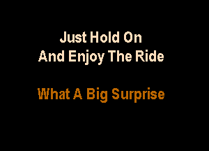 Just Hold On
And Enjoy The Ride

What A Big Surprise