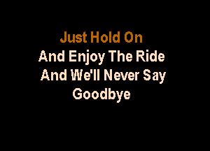 Just Hold On
And Enjoy The Ride
And We'll Never Say

Goodbye