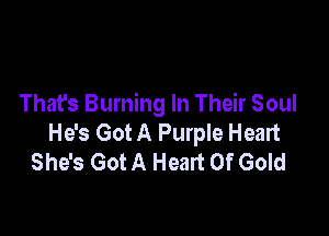 That's Burning In Their Soul

He's Got A Purple Heart
She's Got A Heart Of Gold