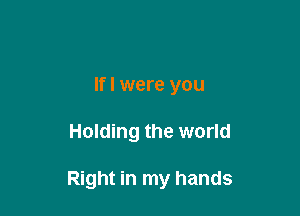 Ifl were you

Holding the world

Right in my hands