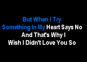 But When I Try
Something In My Heart Says No

And Thafs Whyl
Wish I Didn't Love You So