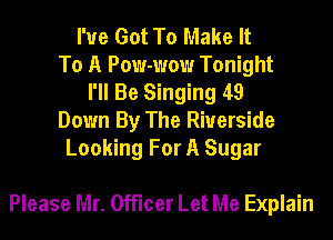 I've Got To Make It
To A Pow-wow Tonight
I'll Be Singing 49
Down By The Riverside
Looking For A Sugar

Please Mr. Officer Let Me Explain