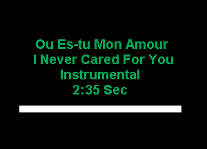 Ou Es-tu Mon Amour
I Never Cared For You
Instrumental
235 Sec

2