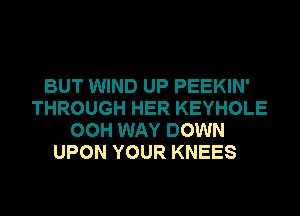 BUT WIND UP PEEKIN'
THROUGH HER KEYHOLE
00H WAY DOWN
UPON YOUR KNEES