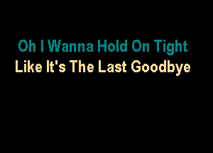 Oh I Wanna Hold On Tight
Like It's The Last Goodbye