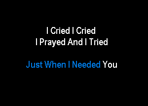 I Cried I Cried
I Prayed And I Tried

JustWhen I Needed You