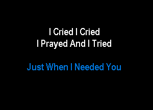 I Cried I Cried
I Prayed And I Tried

JustWhen I Needed You