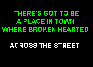 THERE'S GOT TO BE
A PLACE IN TOWN
WHERE BROKEN HEARTED

ACROSS THE STREET