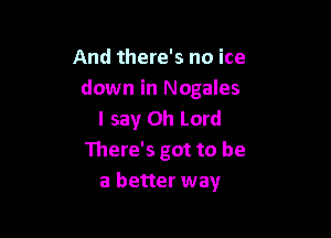And there's no ice
down in Nogales
I say Oh Lord

There's got to be
a better way