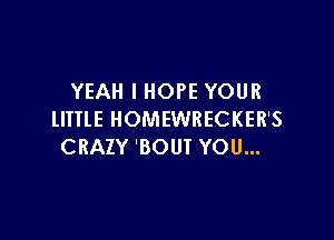 YEAH I HOPE YOUR
llUlE HOMEWRECKER'S

CRAZY 'BOUT YOU...