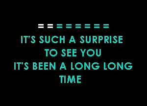 IT'S SUCH A SURPRISE
TO SEE YOU

IT'S BEEN A lONG lONG
TIME