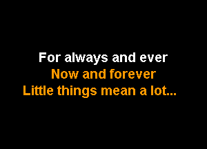For always and ever

Now and forever
Little things mean a lot...