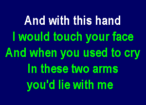 And with this hand
lwould touch yourface

And when you used to cry
In these two arms
you'd lie with me