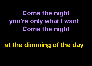 Come the night
you're only what I want
Come the night

at the dimming of the day