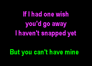 If I had one wish
you'd go away

I haven't snapped yet

But you can't have mine