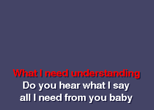 Do you hear what I say
all I need from you baby