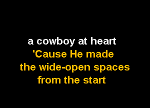 a cowboy at heart

'Cause He made
the wide-open spaces
from the start